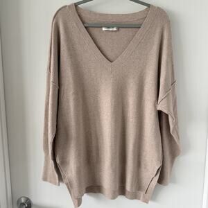 Abercrombie Fitch Sweater Womens XS Black Soft A&F Collection V Neck Side Slit
